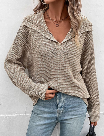 Relaxed Fit V-Neck Pullover Top