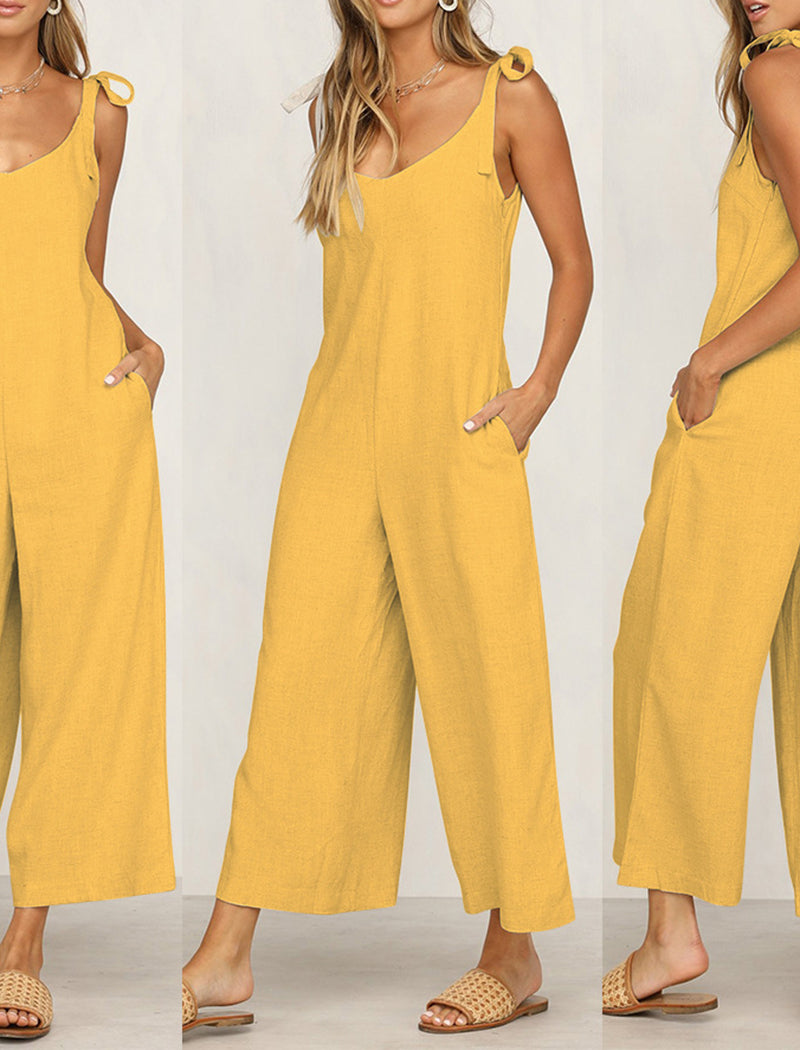 Tie-Strap Wide-Leg Jumpsuit