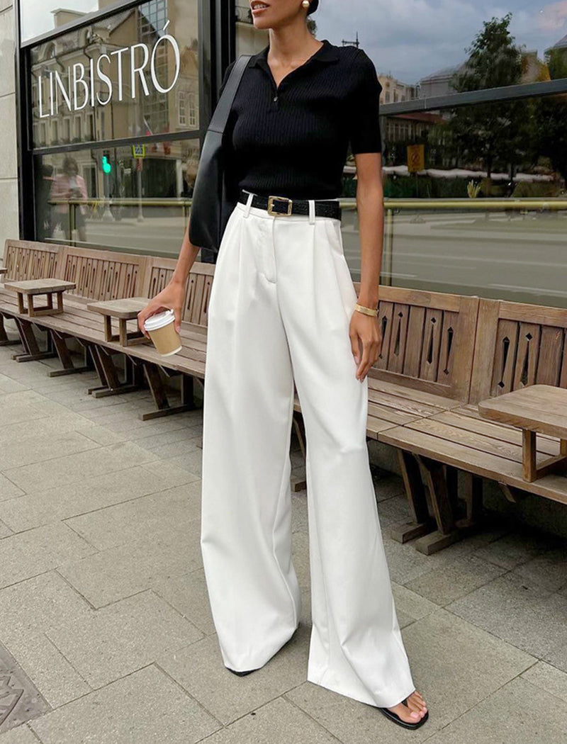 Wide-Leg High-Rise Trousers