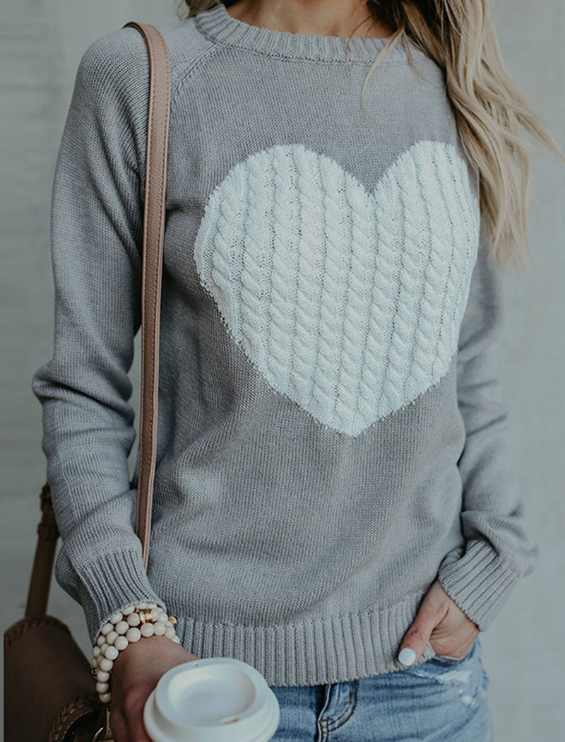 Knit Sweater with Heart Pattern