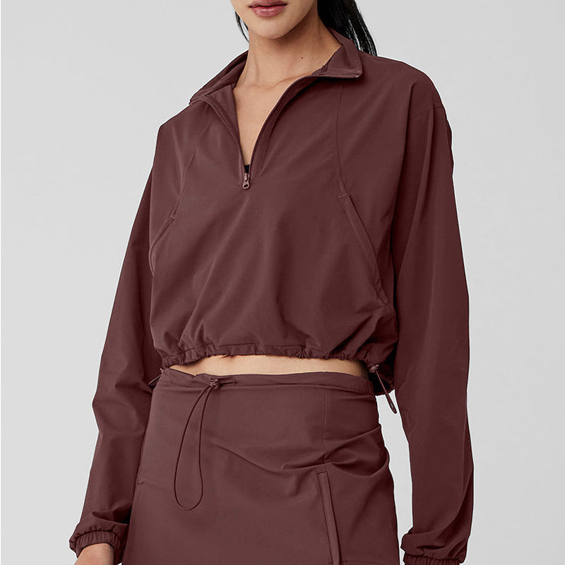 Half-Zip High Neck Top