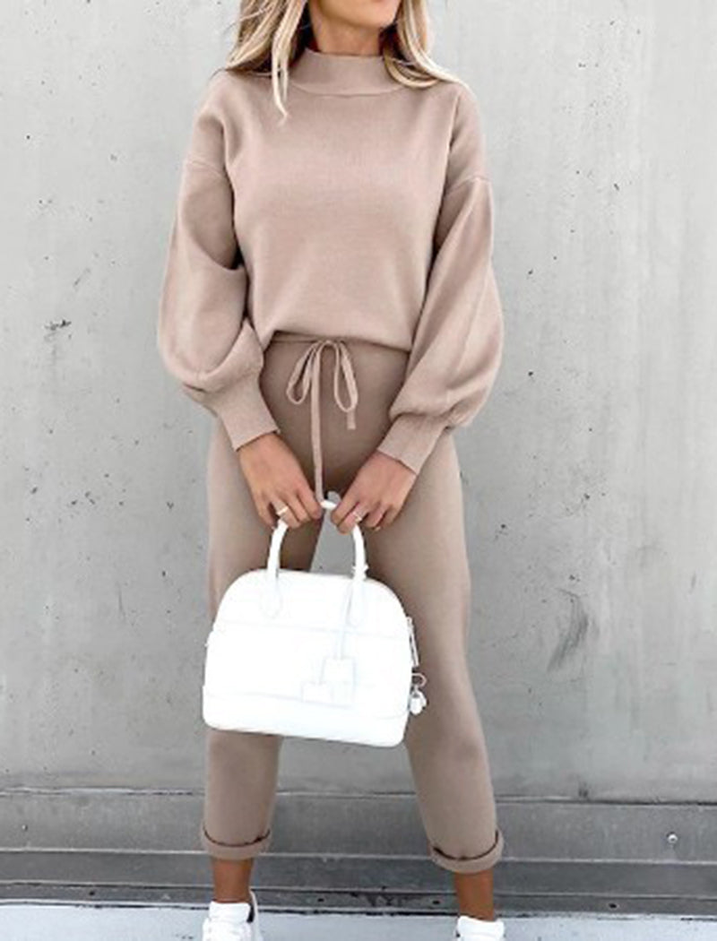 Long Sleeve Top and Elastic Waist Pants Set