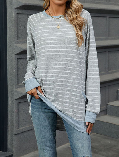 Striped Loose Fit Tunic Sweater