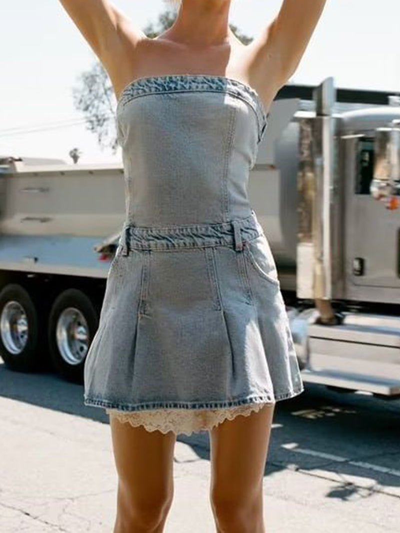 Strapless Denim Mini Dress