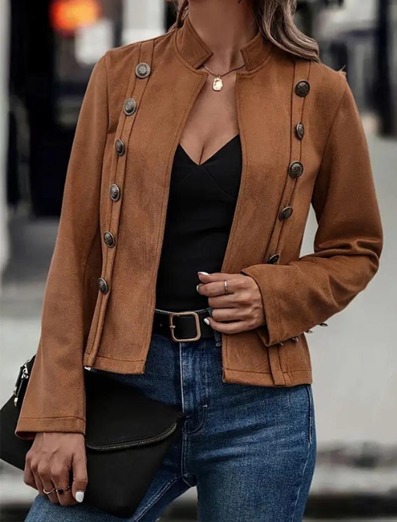 Military-Inspired Buttoned Jacket