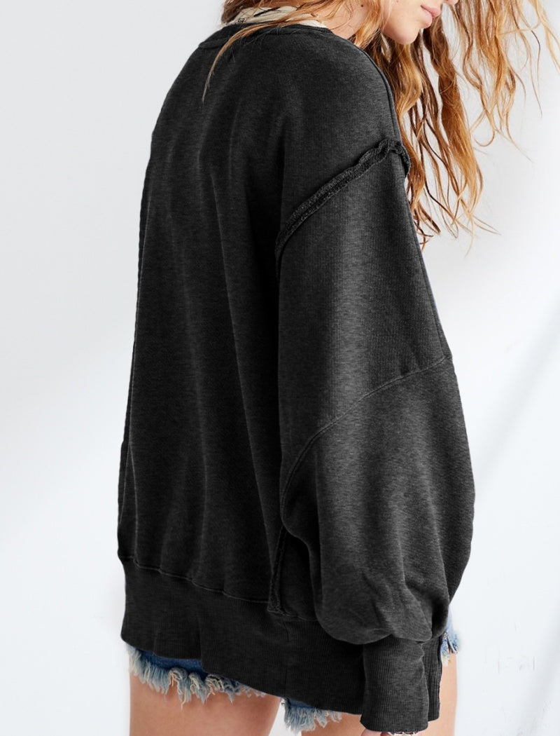 Colorblock Pullover with Contrast Trim