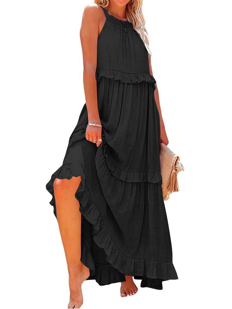 Ruffled Sleeveless Maxi Dress