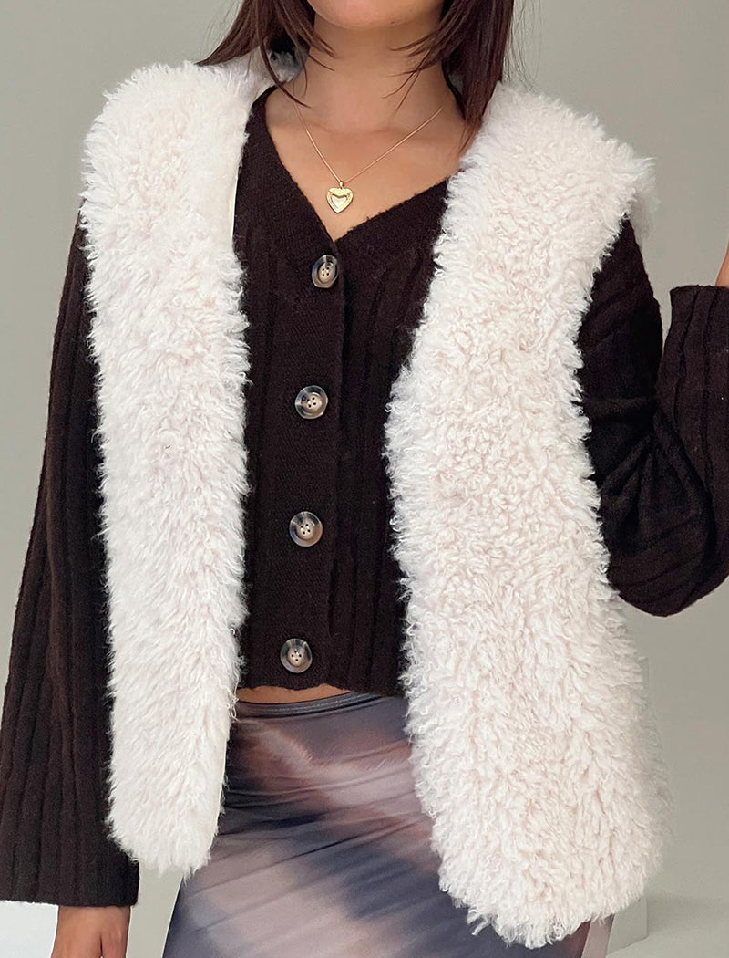 Fuzzy Sleeveless Open-Front Vest