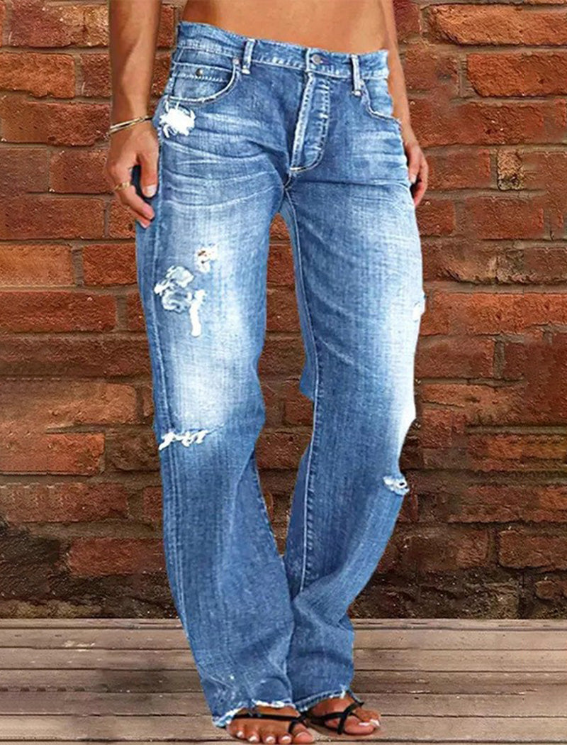 Relaxed Fit Distressed Jeans