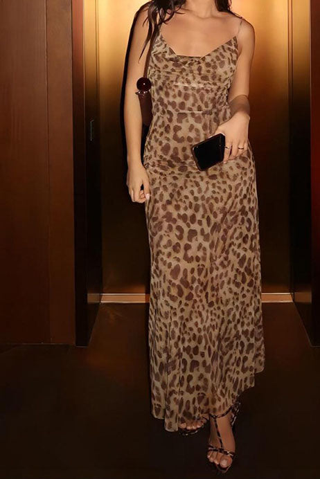 Leopard Print Maxi Cami Dress