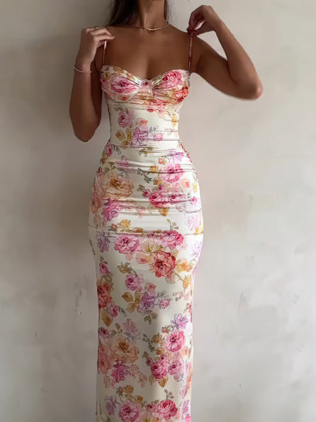 Floral Print Bodycon Maxi Cami Dress