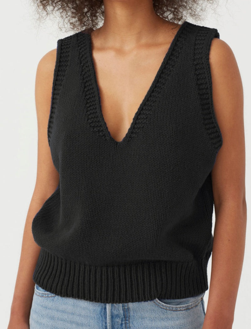 V-neck Knit Sleeveless Vest