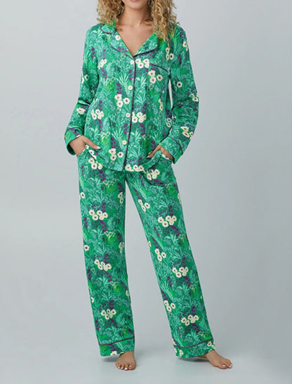 Buttoned Pajama Set with Playful Print