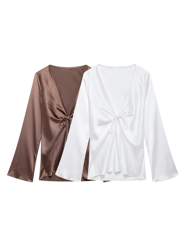 Tie-Front Satin Top