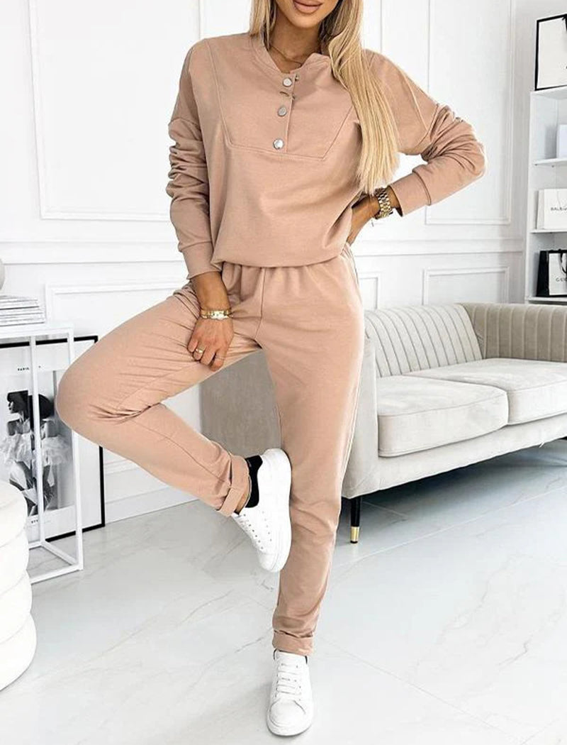 Casual Buttoned Lounge Set