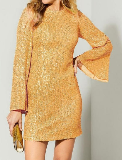 Sequin Bell Sleeve Mini Dress