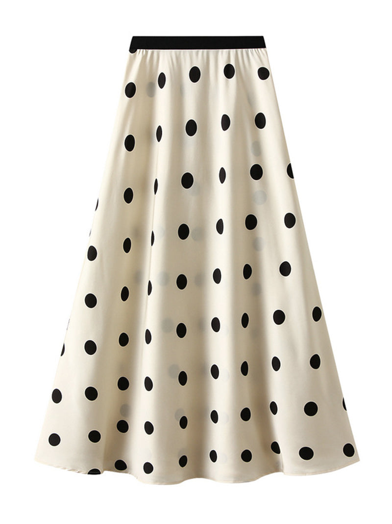 Polka Dot A-Line Midi Skirt