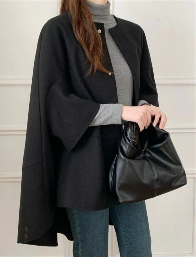Button-Up Cape Style Outerwear