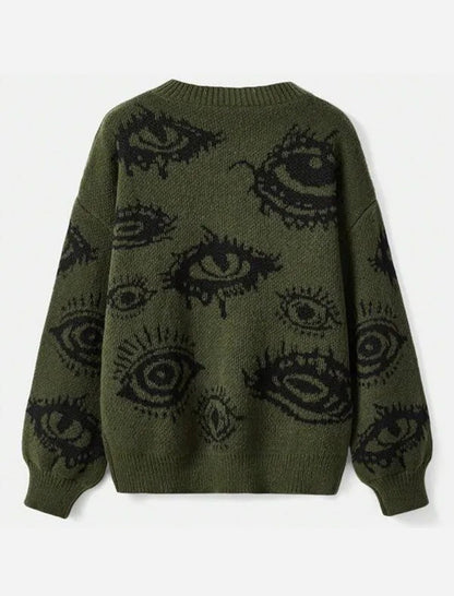 Eye Pattern Graphic Knit Sweater