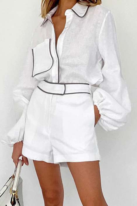 Button-Front Shirt and Shorts Set