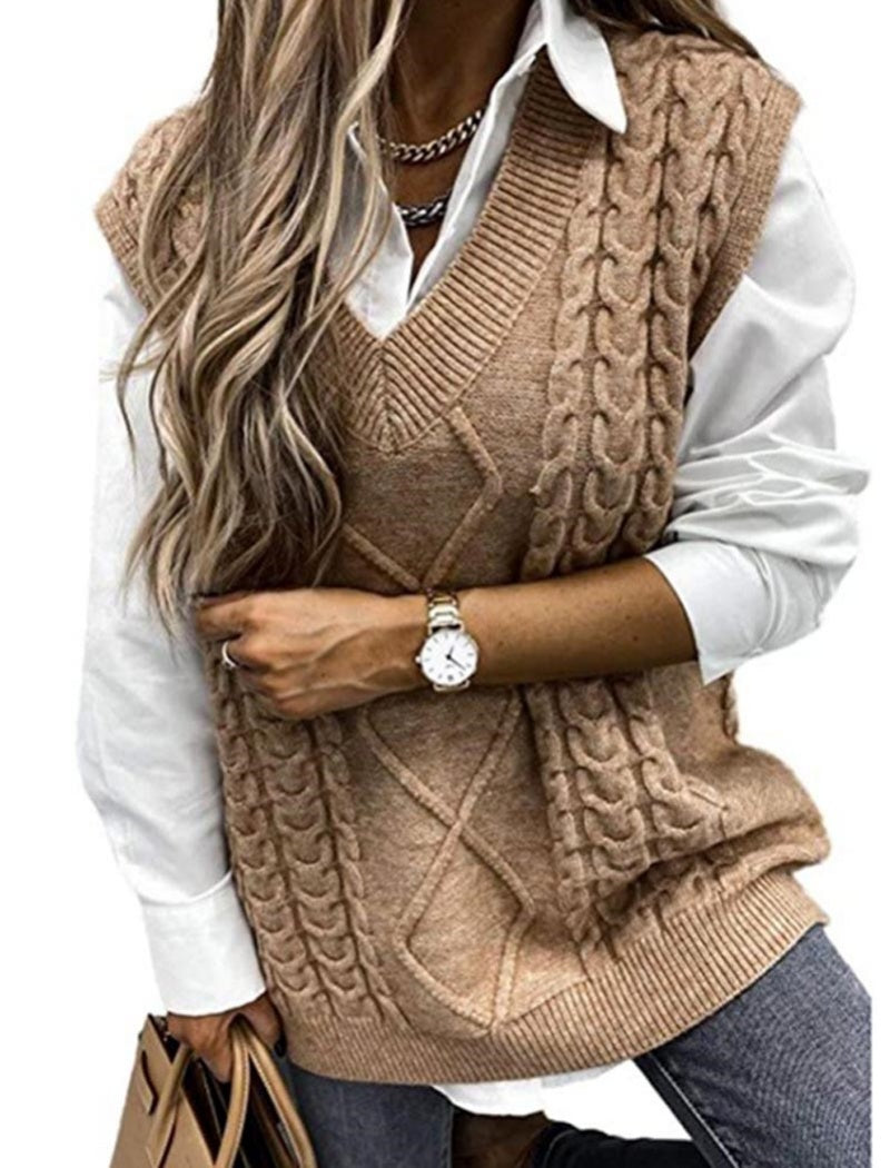 Chunky Knit V-Neck Sweater Vest