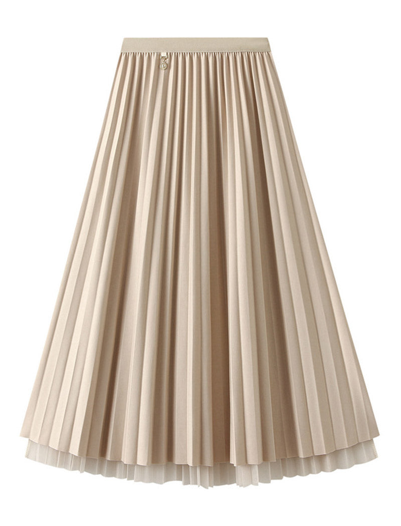 Pleated Midi Skirt with Layered Hem