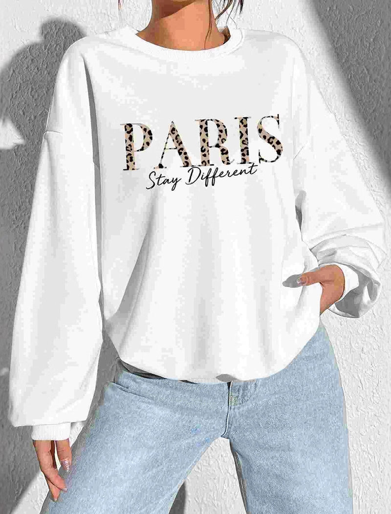 Floral Print Crewneck Loose Pullover