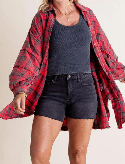 Plaid Oversized Button-Up Shirt