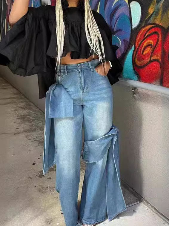 Bow Wide-Leg Jeans