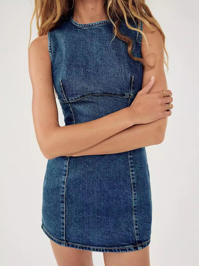 Sleeveless Denim Mini Dress