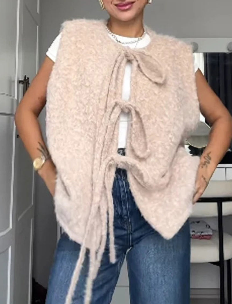 Tie-Front Sleeveless Vest