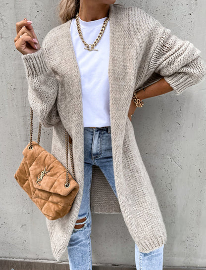 Solid Long-Sleeve Knit Cardigan