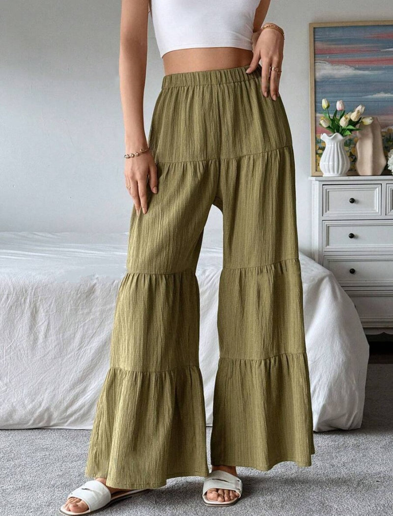 Tiered Wide-Leg Lounge Pants