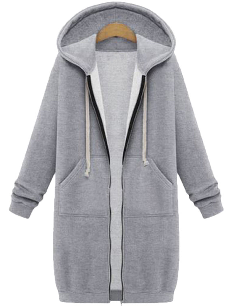 Hooded Long-Sleeve Mid-Length Coat