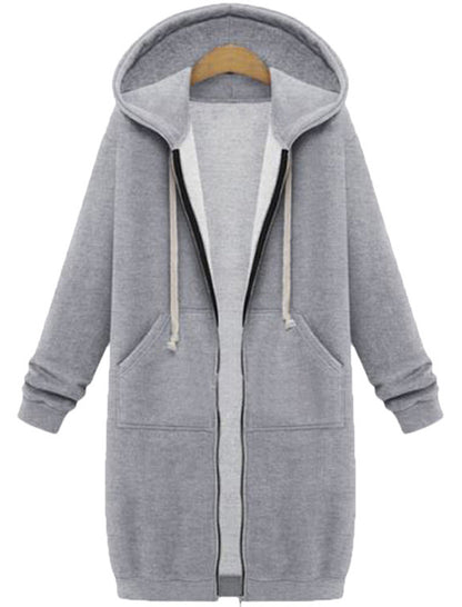 Hooded Long-Sleeve Mid-Length Coat