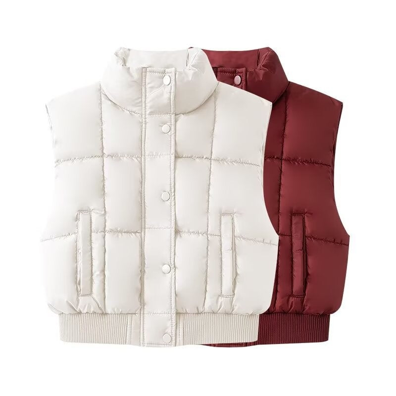 Stand Collar Button-Up Vest