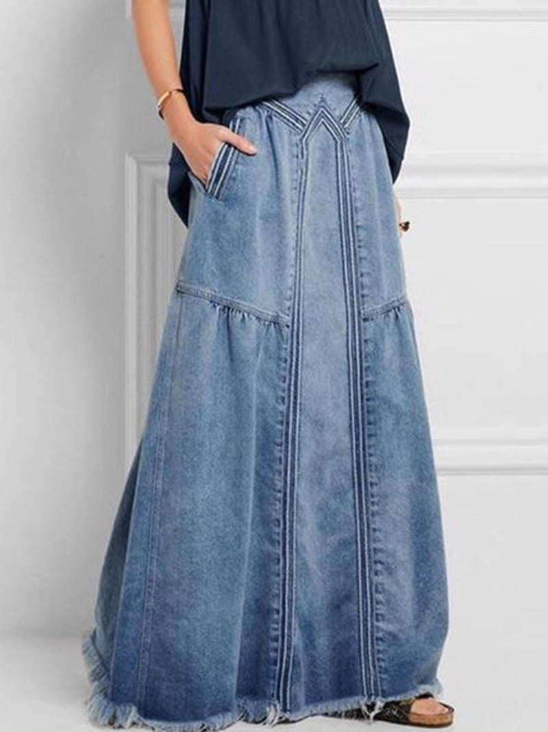 Denim A-Line Maxi Skirt