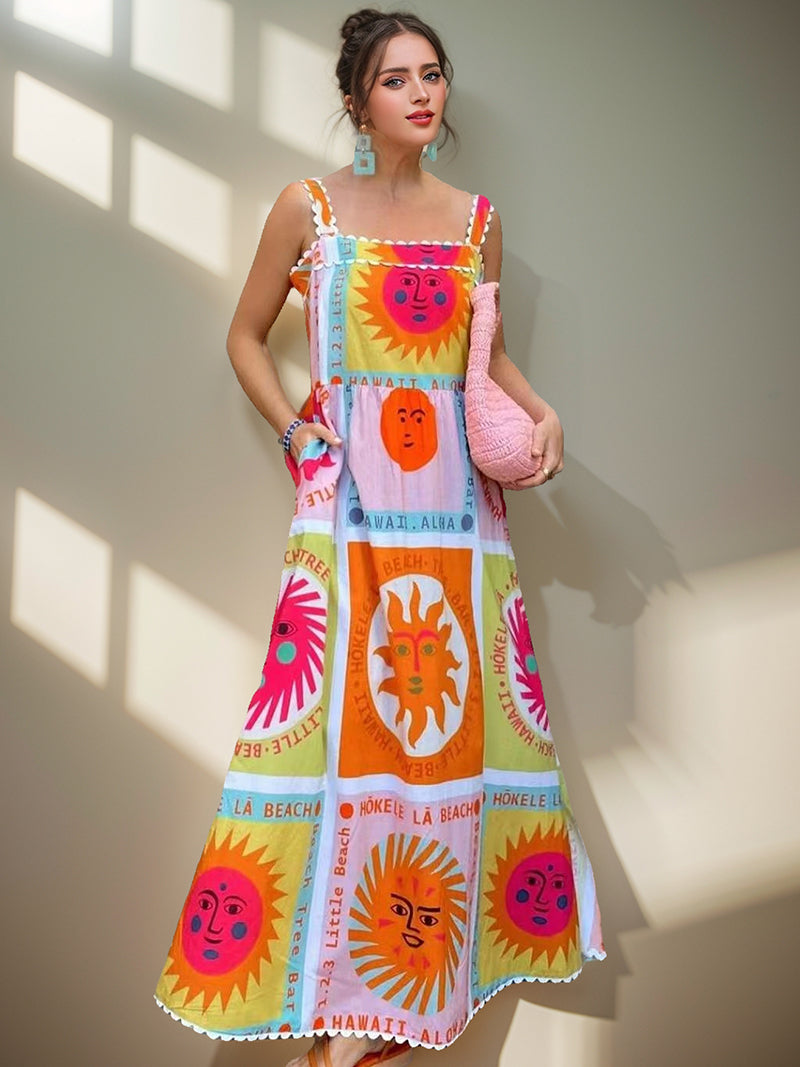 Sun Print Maxi Tank Dress