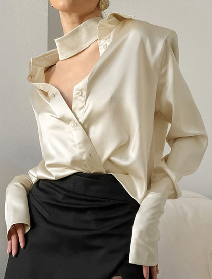 Tie-Front Satin Shirt