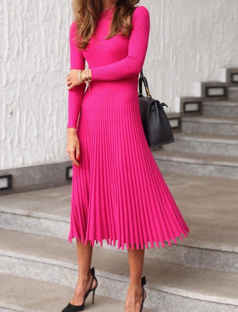 Pleated Knit Dress