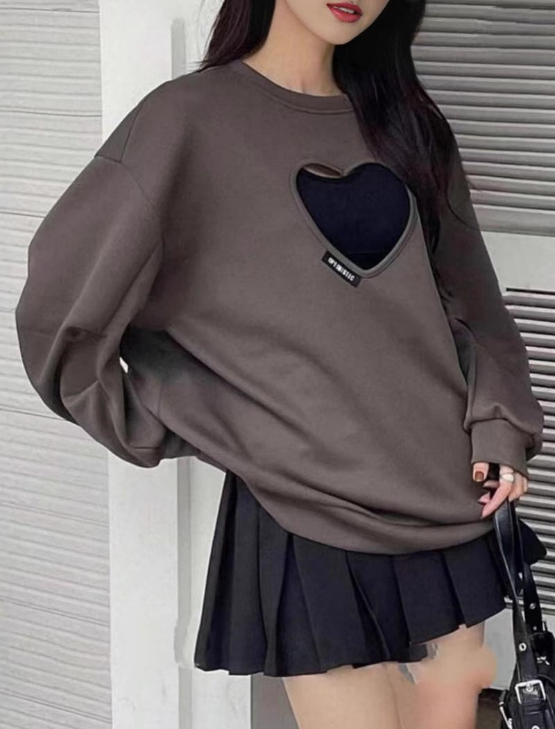 Heart Cutout Oversized Top