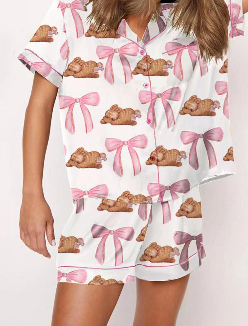 Ice Cream Bow Print Pajama Set