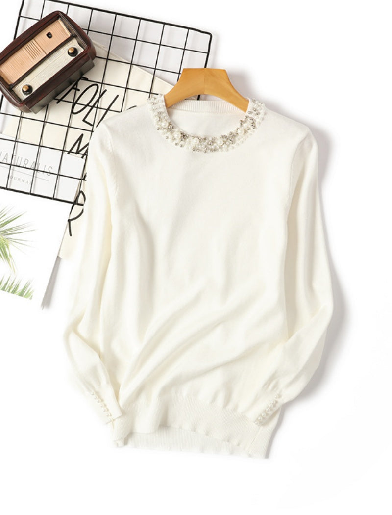 Embellished Crew Neck Top