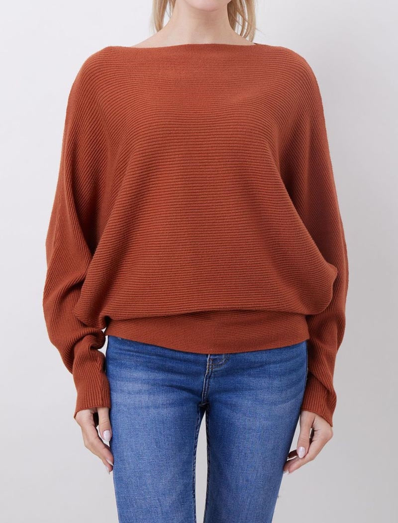 Relaxed Fit Ribbed Knit Sweater