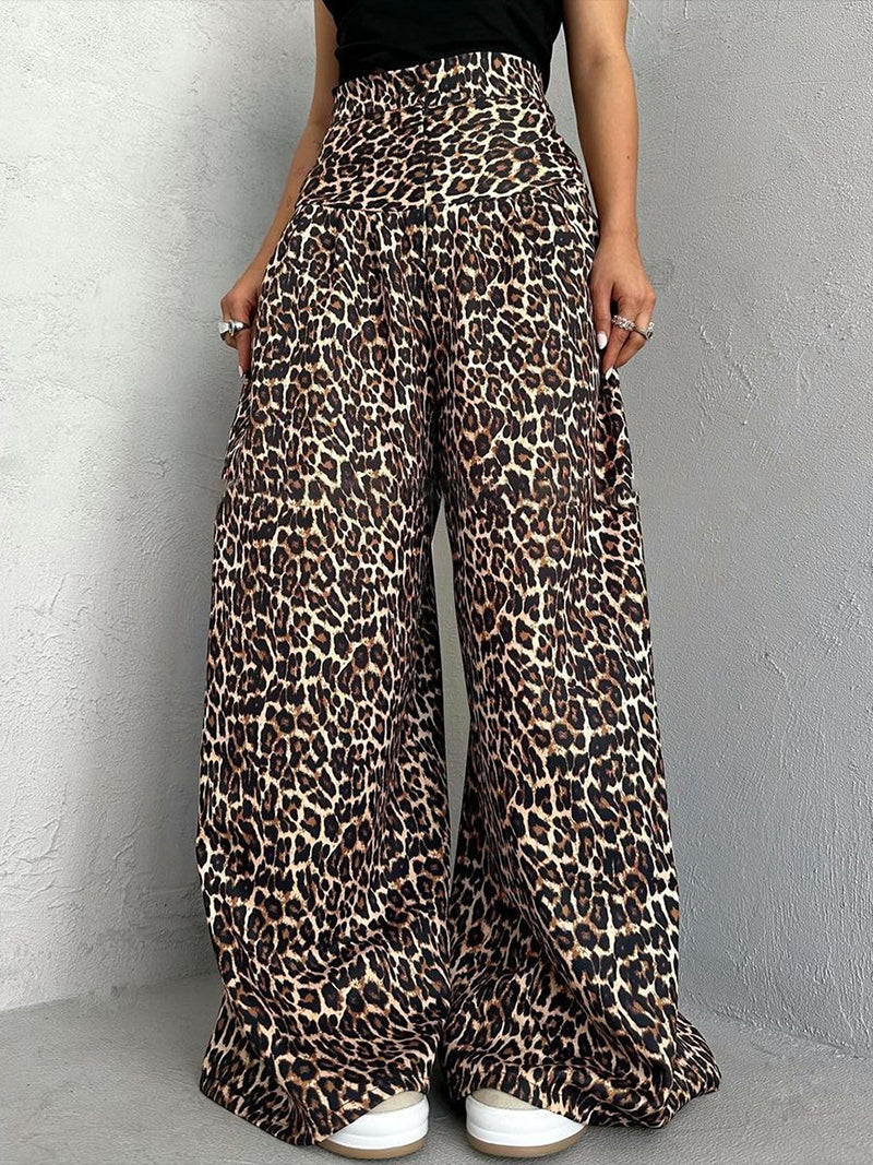 Leopard Print Wide-Leg Pants