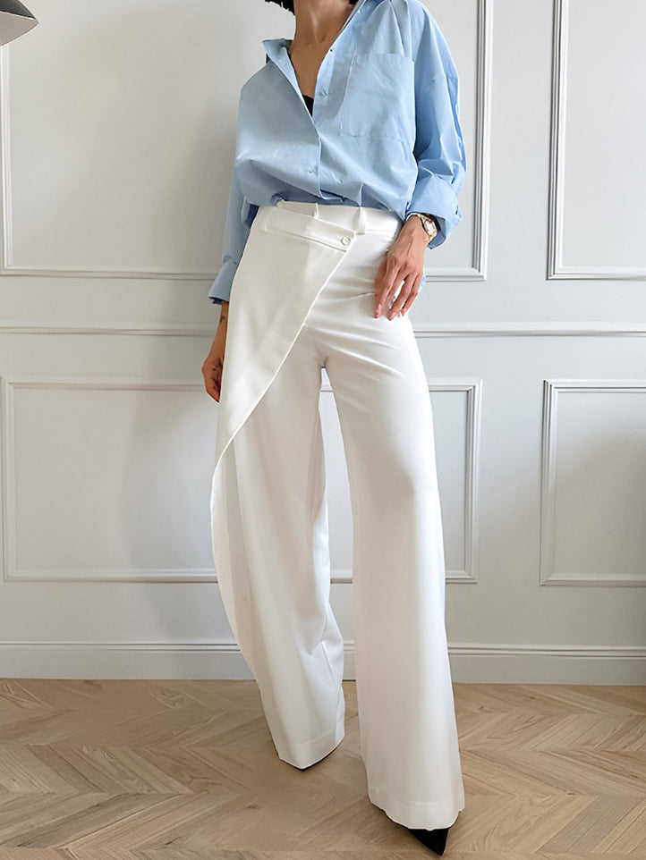 Asymmetric Wide-Leg Pants