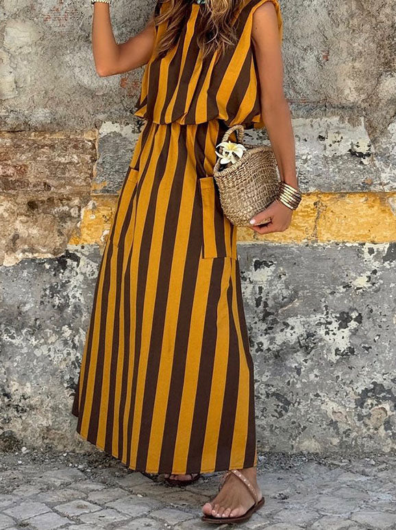 Striped Sleeveless Maxi Dress