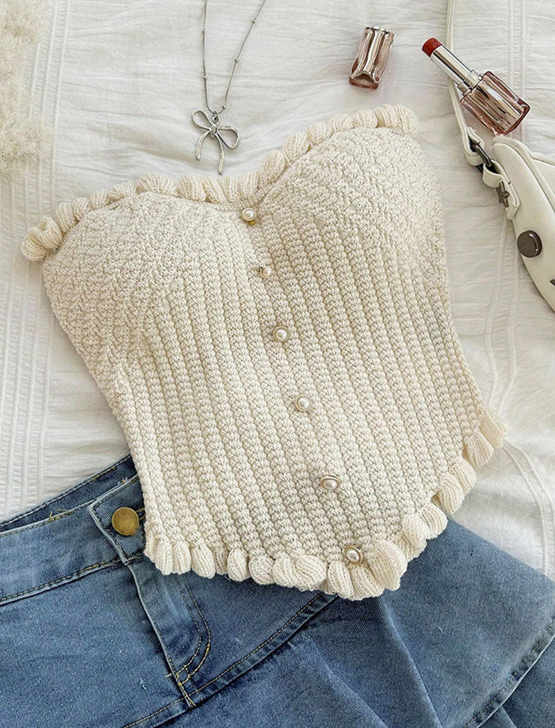 Knitted Buttoned Tube Top