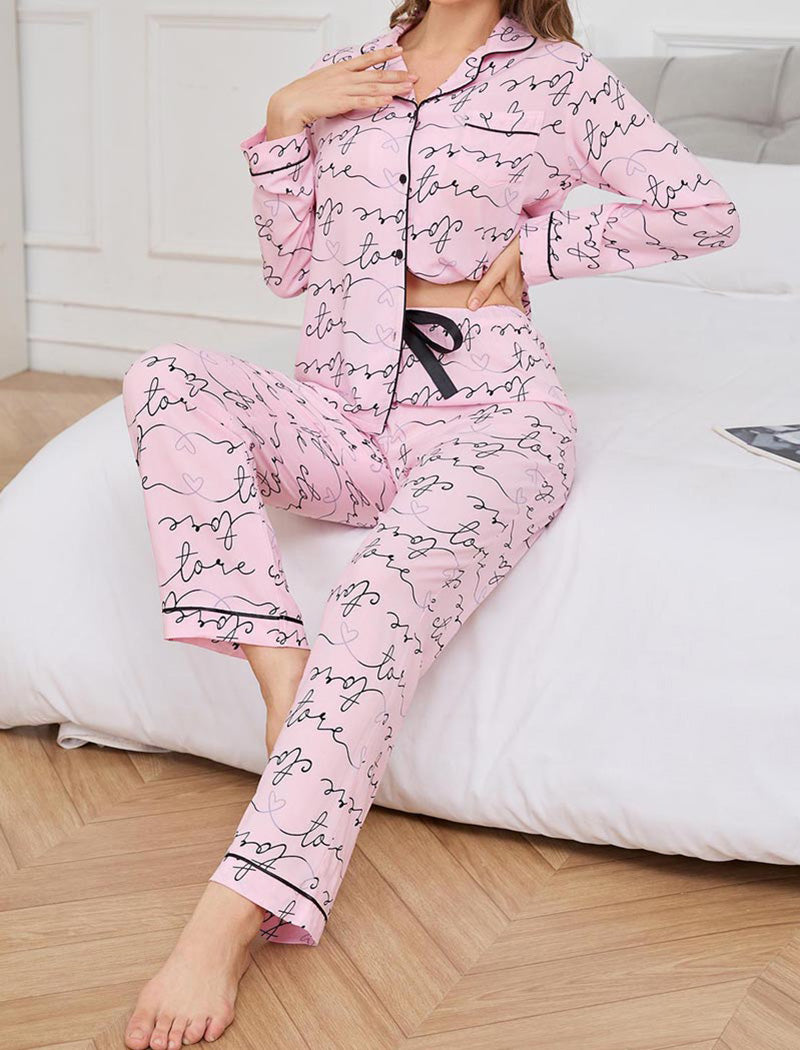 Script Print Pajama Set