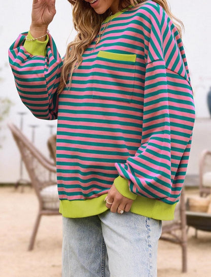 Striped Oversized Long Sleeve Top